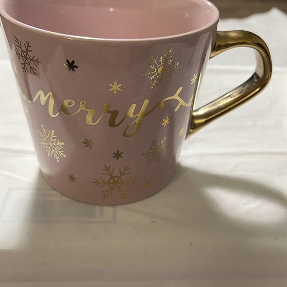 Thalia Sodie “Merry” Coffee Tea Mug Cup 16Oz Pink & Golden Porcelain - Picture 3 of 7